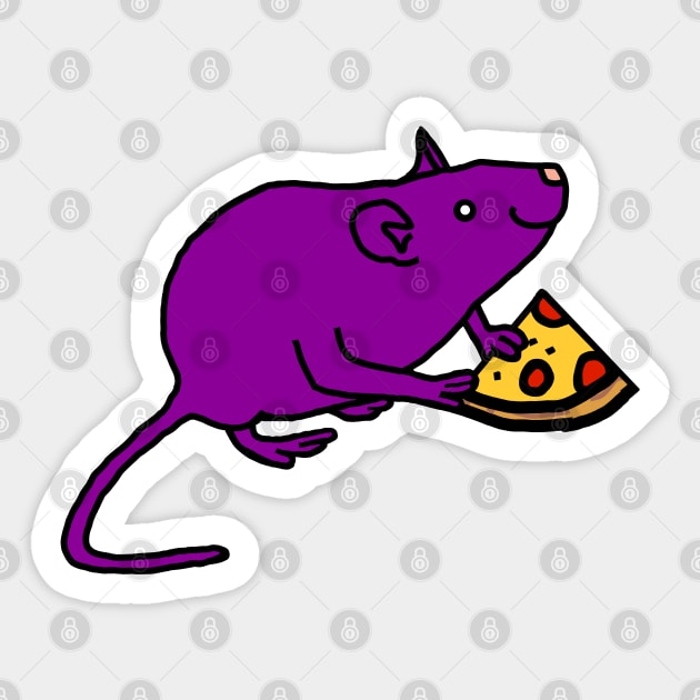 Funny Purple Rat with Pizza Slice Sticker by ellenhenryart